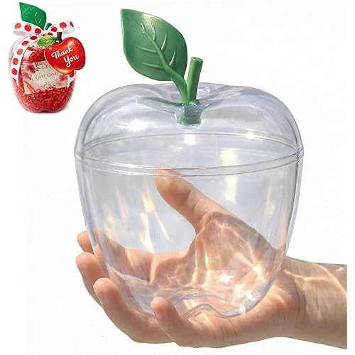 Large Clear Apple Container, Fillable Ornaments for Gift Card Holder, Apple Shaped Candy Jar Set, Back to School Teacher Appreciation Gifts, Party Favor, Christmas Decorations Supplies (6, Clear)
