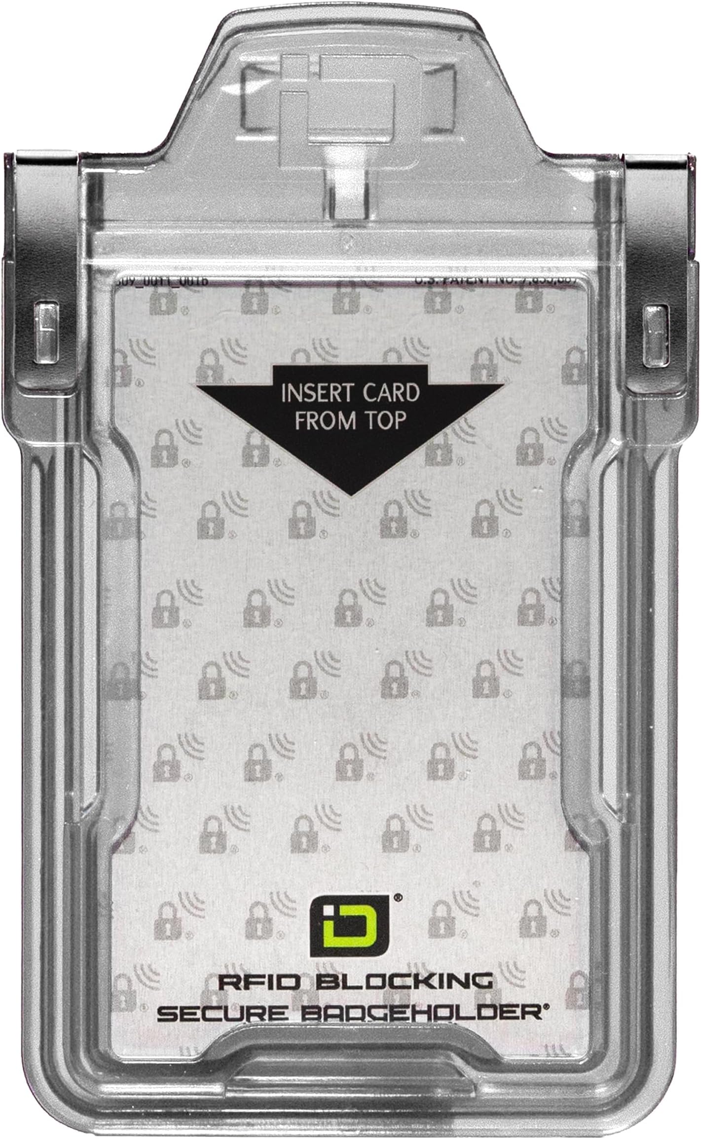 Identity Stronghold - Secure RFID Badge Holder for 1 Card - Heavy Duty Hard Plastic ID Badge Holder - USA Molded and Assembled - FIPS 201 Approved RFID Blocking Security - Clear
