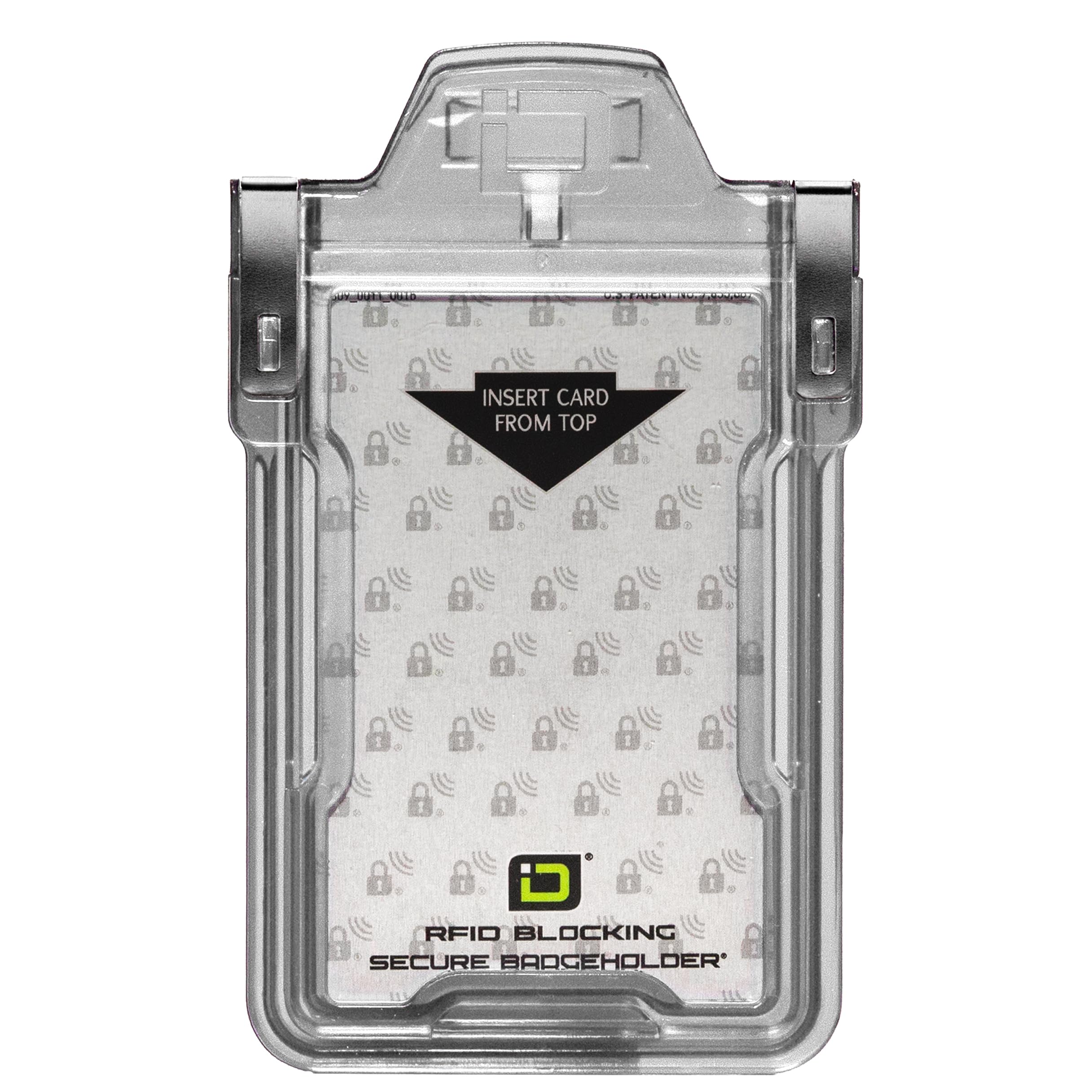 Identity Stronghold - Secure RFID Badge Holder for 1 Card - Heavy Duty Hard Plastic ID Badge Holder - USA Molded and Assembled - FIPS 201 Approved RFID Blocking Security - Clear