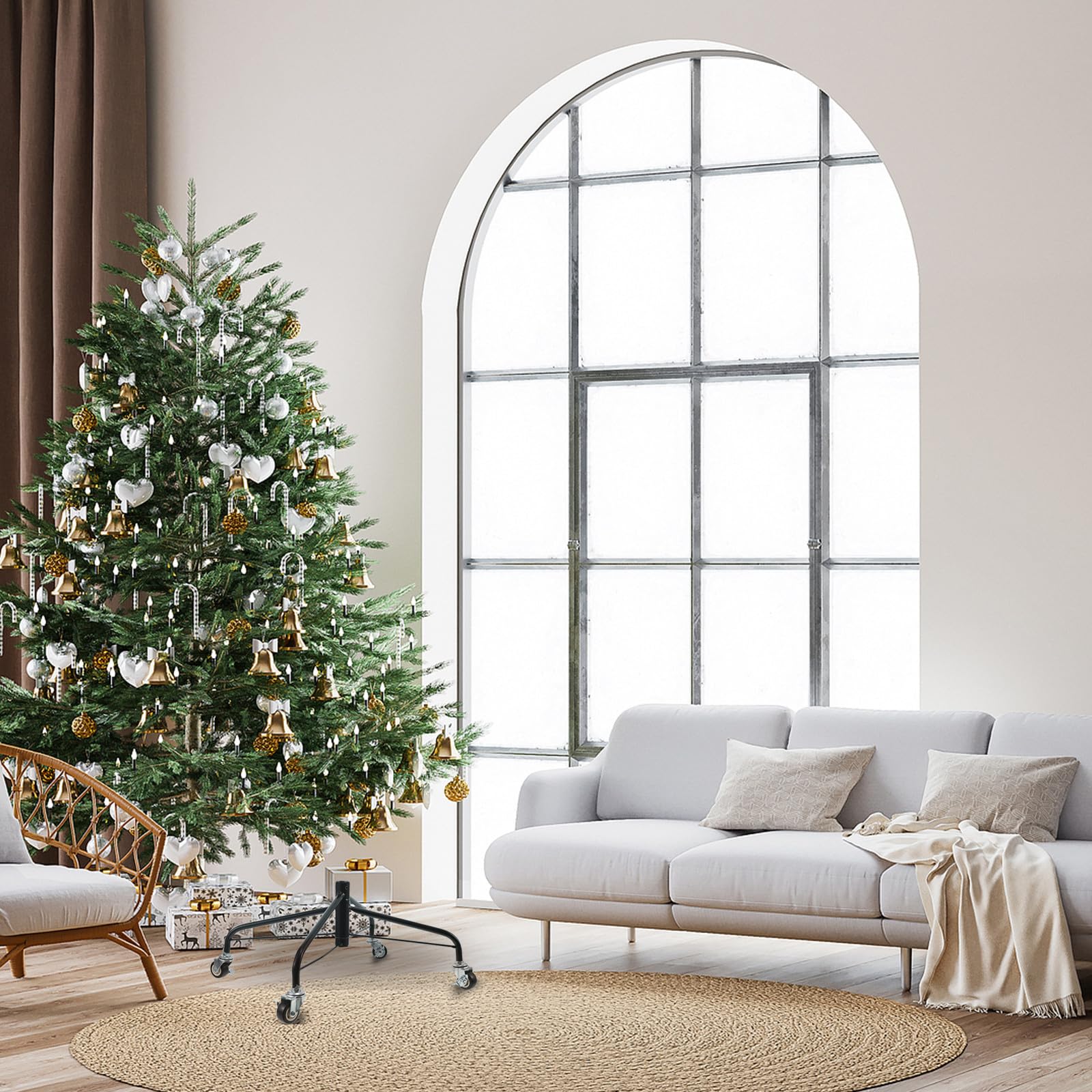 Alasum Soporte con Ruedas para árbol de Navidad, de Metal, 18,6 x 7,8 pulga