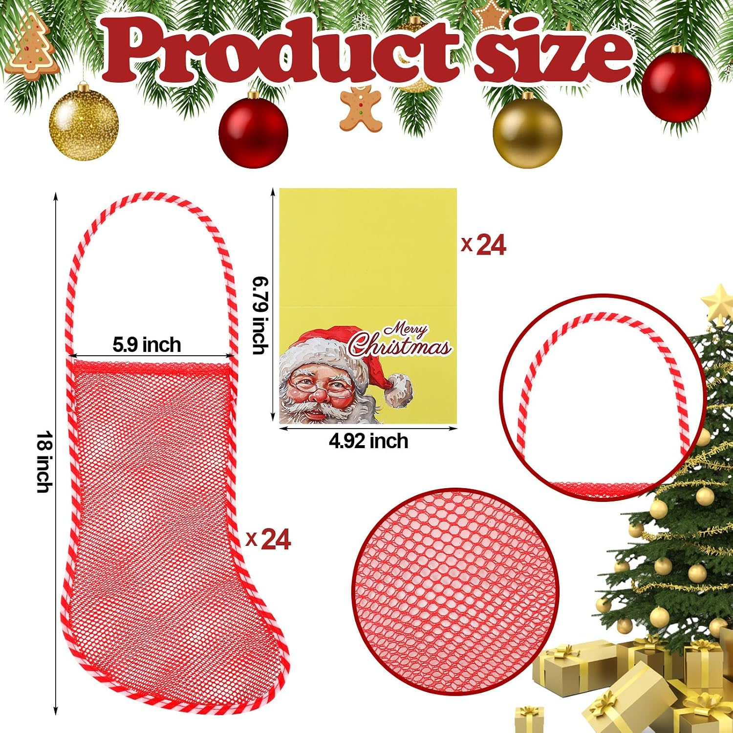 Leyndo 100 Set Long Mesh Christmas Stockings Bulk, Yellow, 18 Inches