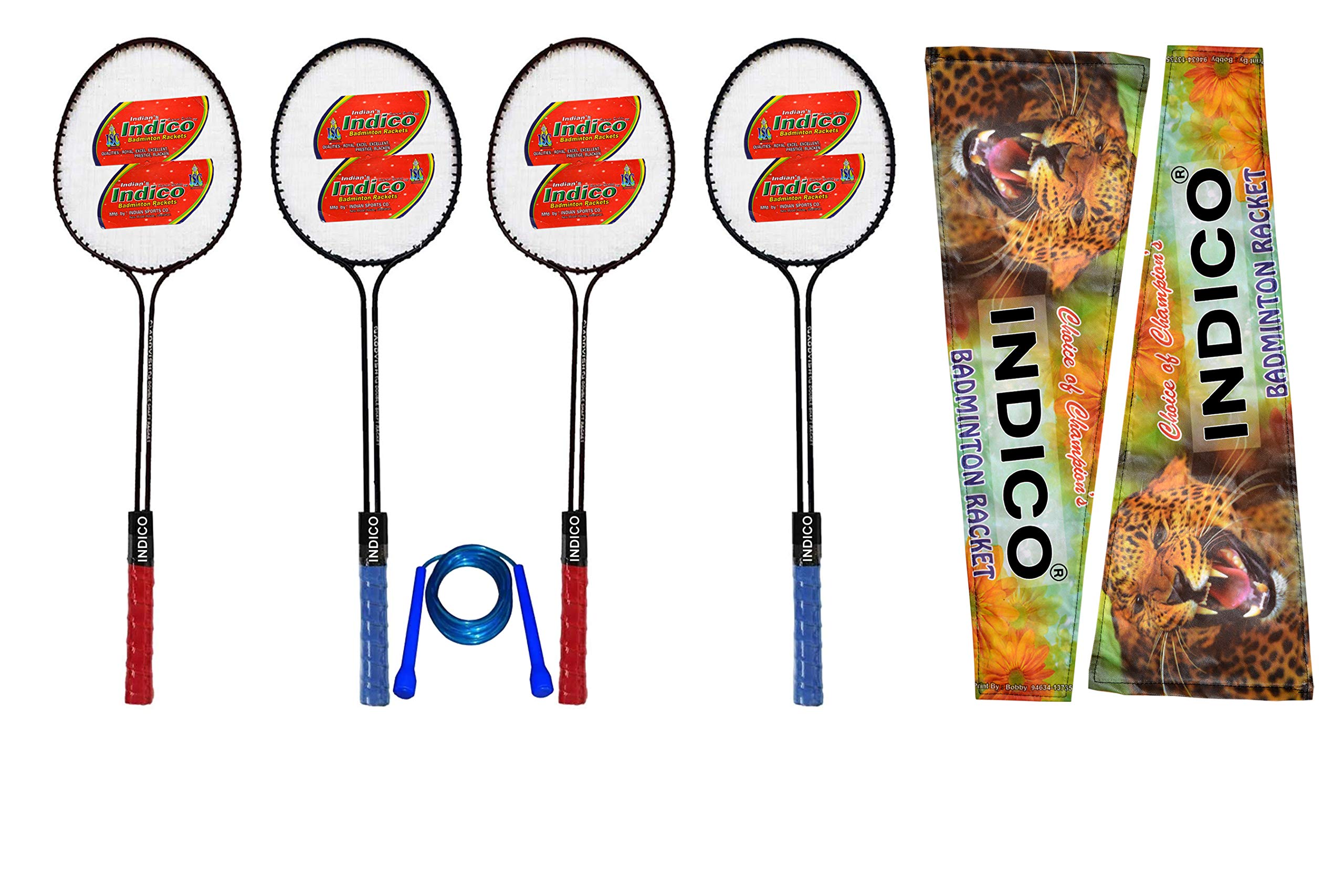 Indico Double Shaft Badminton Racket Pack of 2 Pair with 2 Piece Attractive Cover (B08CTGF1T6) Amazon Price History, Amazon Price Tracker