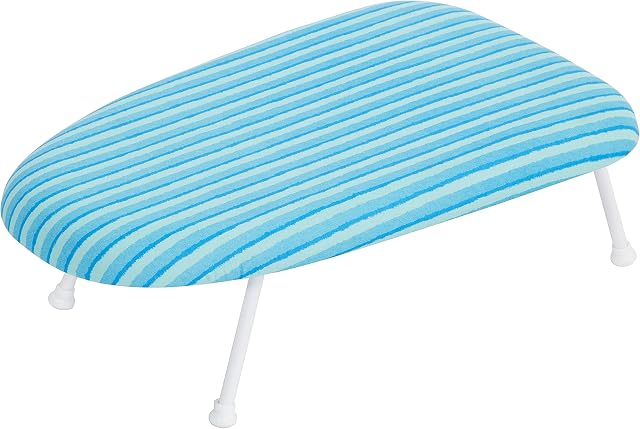 STORAGE MANIAC Tabletop Ironing Board with Folding Legs, Extra Wide Countertop Ironing Board with Cotton Cover, Portable Mini Ironing Board for Sewing, Craft Room, Household, Dorm, Blue