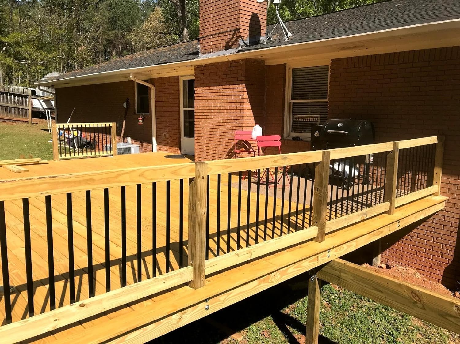 26 Pack Deck Balusters 36”Thicker Rectangle Staircase Baluster Black Metal Deck Spindle and Stairs Railing,Hollow Rectangle Deck Balusters for Deck Railing Porch