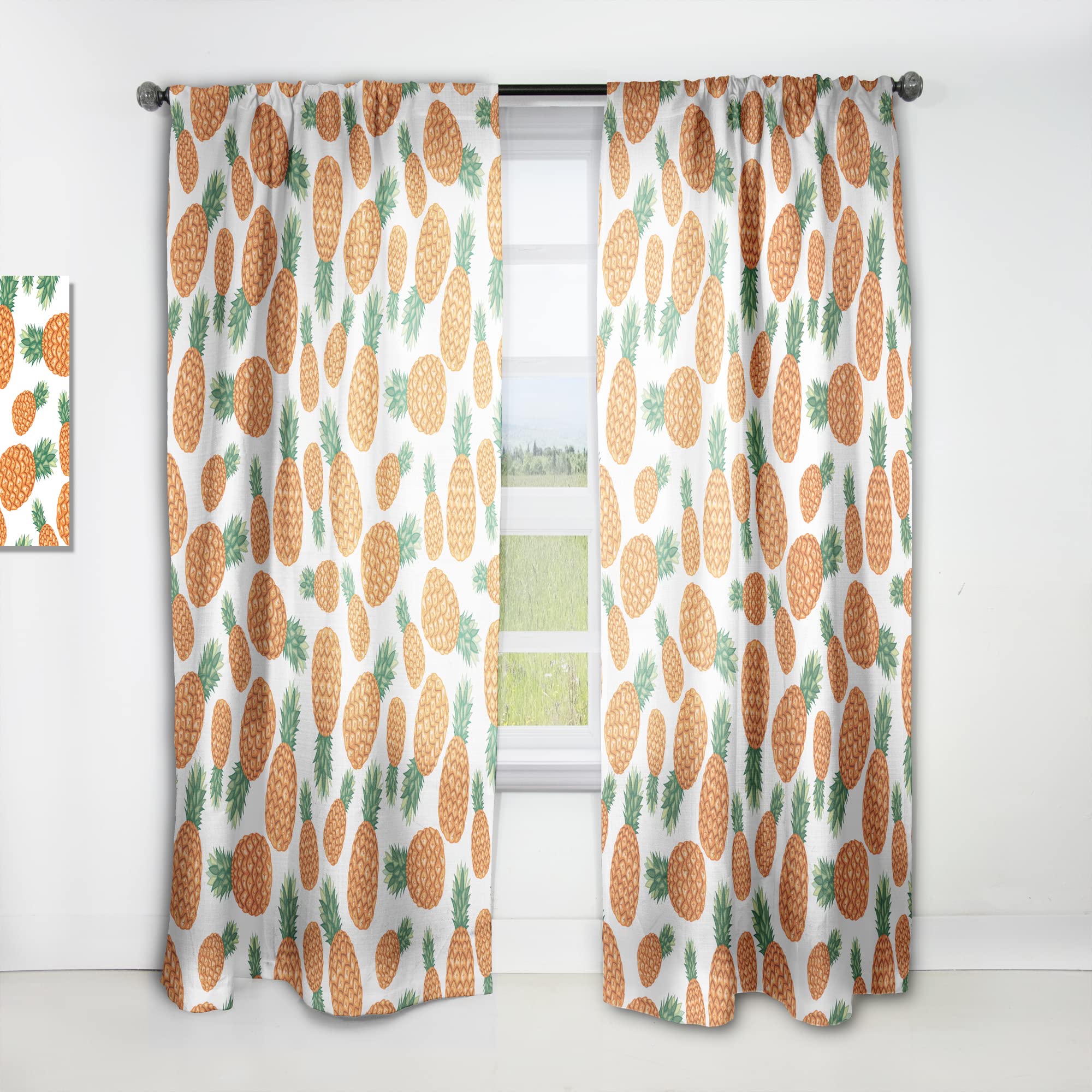 Rideaux à motif ananas tropical rideau imprimé exotique pour grande fenêtre