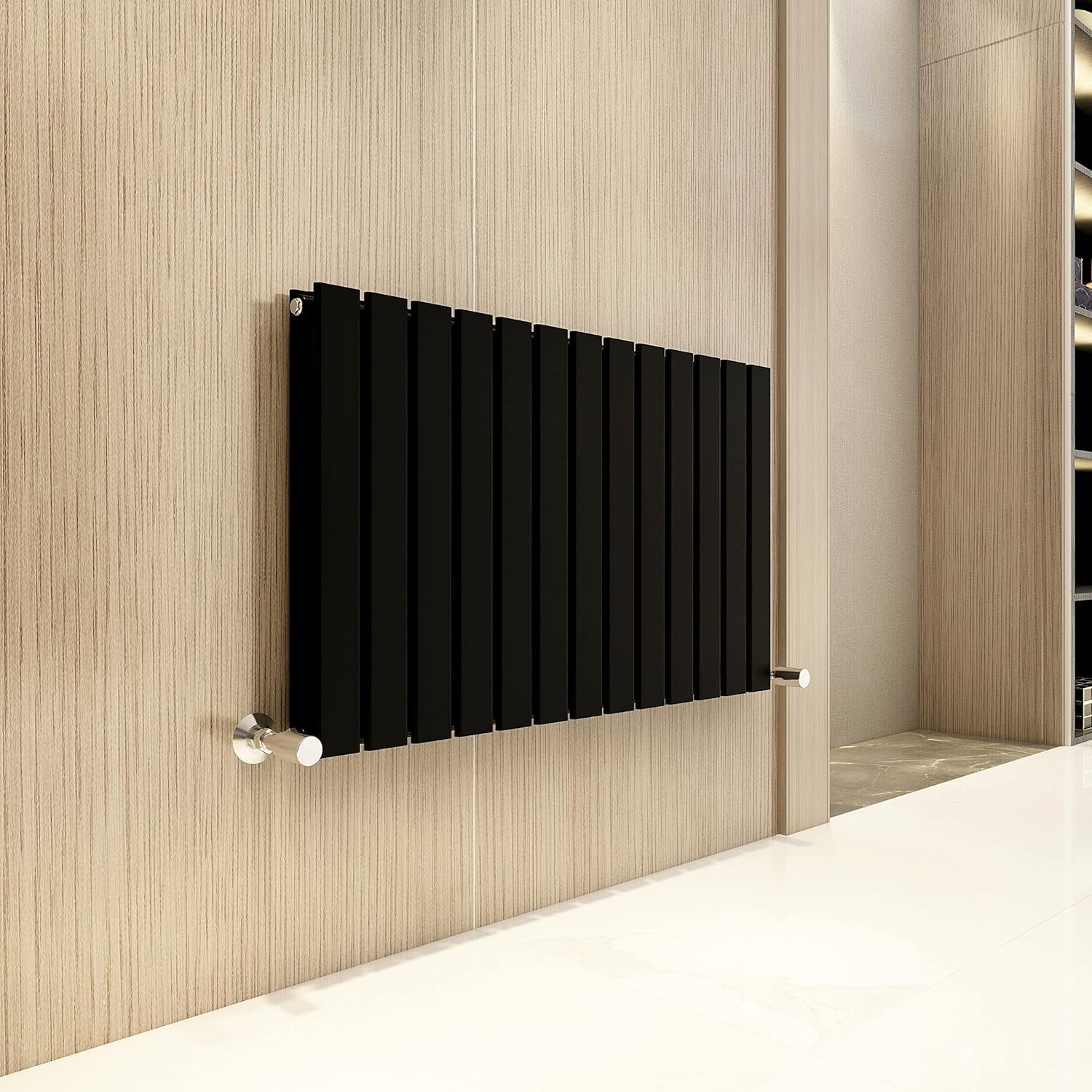 Mcc Direct Black Vertical Radiator Double Flat Panel 600X884mm Designer Vertical Radiator (Black)