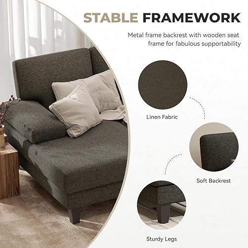 Miniatura 6 de Sofá modular en forma de U para sala de estar, sofá modular moderno con diván doble, sofá cama clásico para apartamento, marrón oscuro marrón