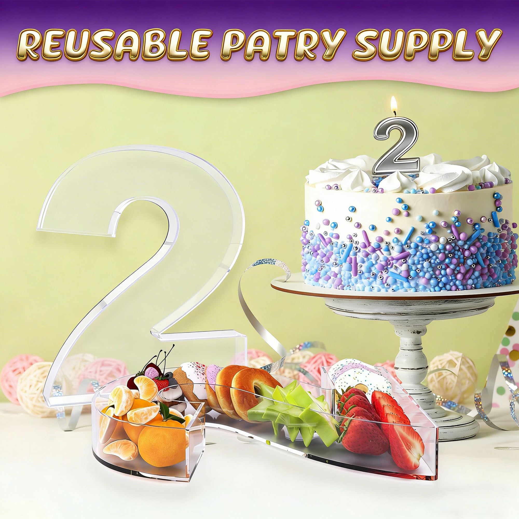 Caja de Tablero de Charcutería con Números de Acrílico Transparente Bandeja Rellenable de Número de Charcutería Acrílica Bandeja Rellenable con Números para Decorar Cumpleaños Aniversario (2)