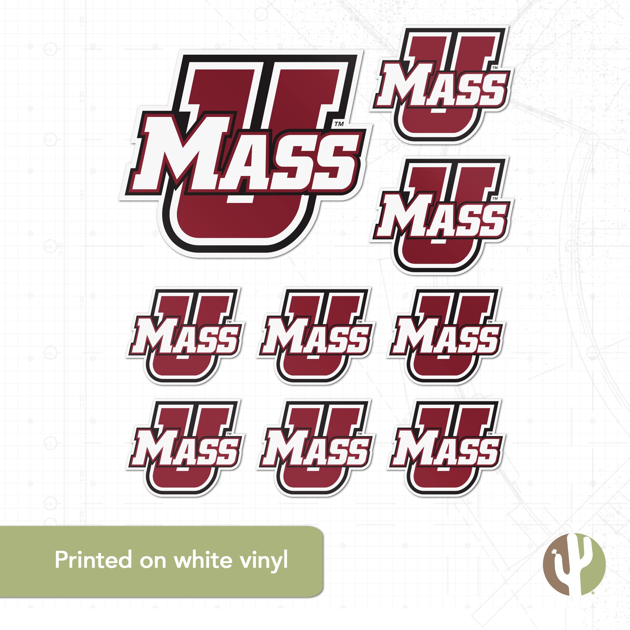 Desert Cactus UMass Sticker - Vinyl Decal For Laptop, Car, Water Bottle, Type 3 Design