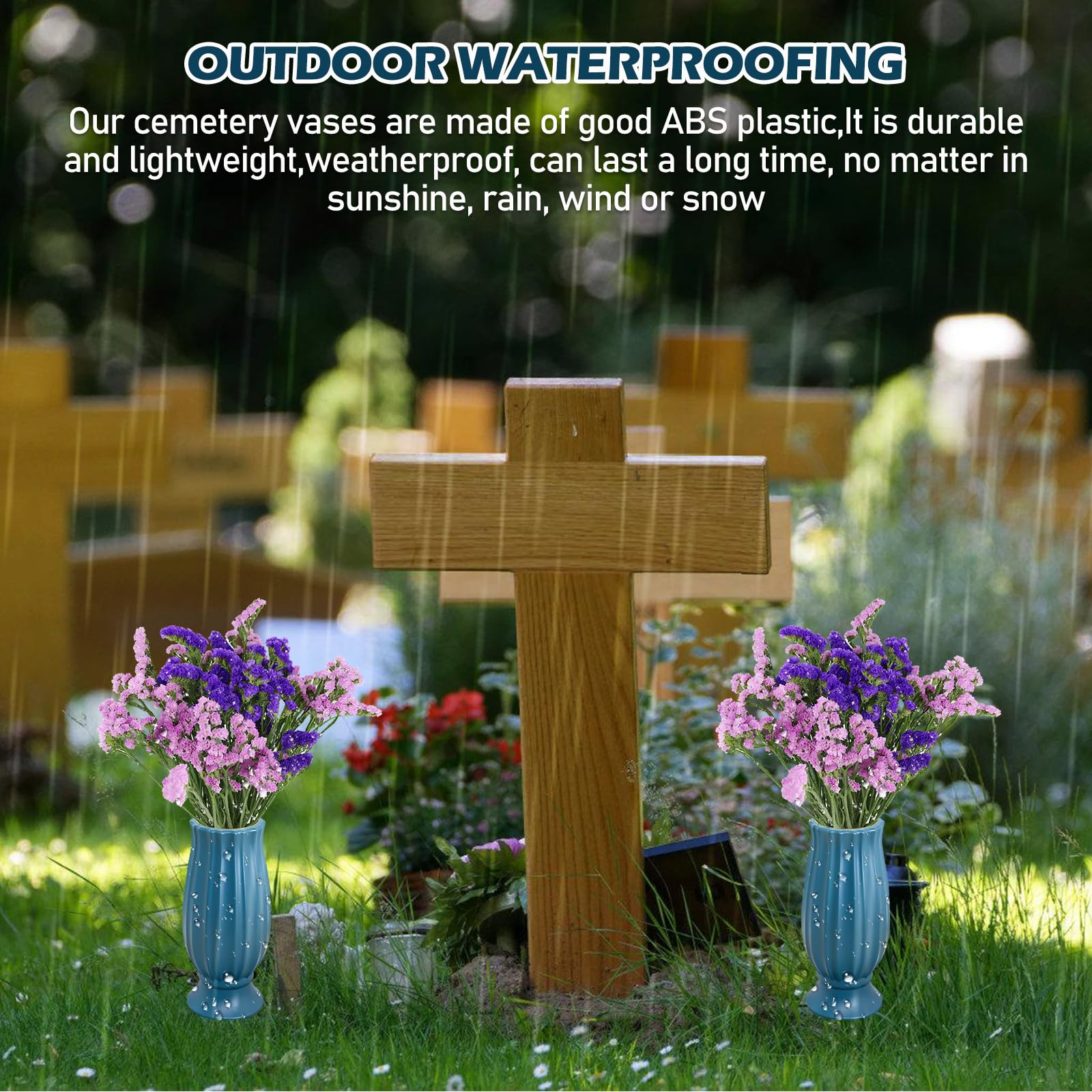 Grabvase Mit Erdspieß 2 Stück - Friedhofsvase Kunststoff Grün 21cm