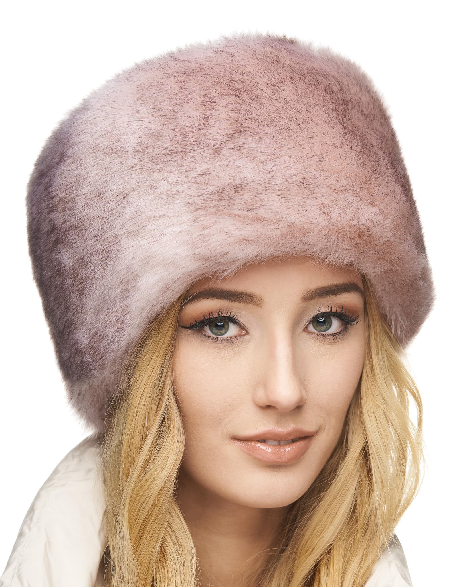 Futrzane Women's Pink Siberian Siberian Cossack Hat - Russian Fur Hats For - Fluffy Winter Hat (Xl, )