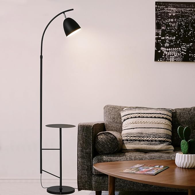 O'NEELDY O'NEELDY Floor Lamp with Table Black Floor Lamp Modern Floor Lamp Bedroom with Table Attached Modern Dimmable Lamps for Living Room 71" Height Standing Lamps for Office Reading Room,E26 Bulb Included photo 2