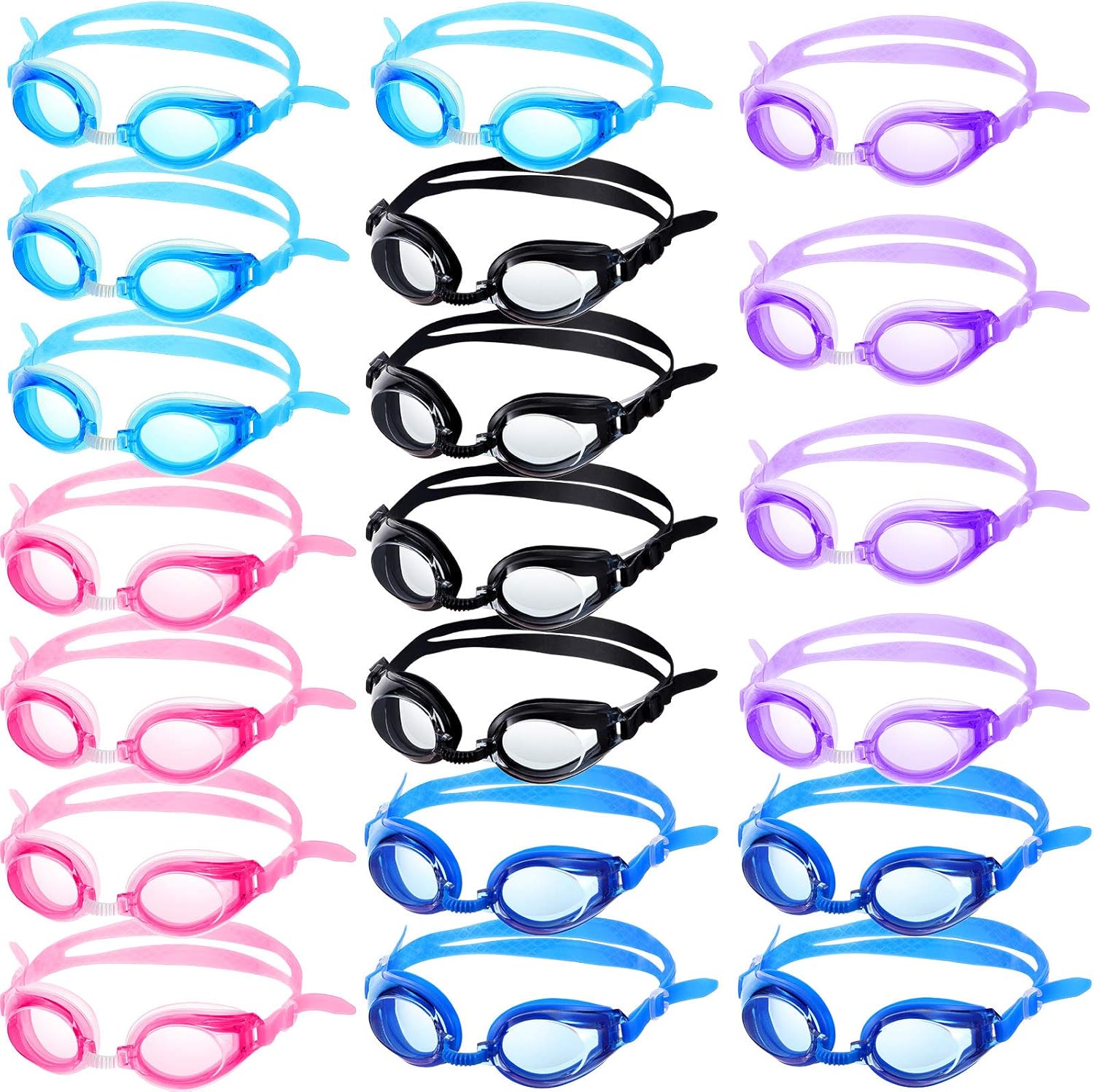 Gejoy 20 Pairs Kids Swimming Goggles No Leaking Swim Goggles Wide View Swim Glasses for Youth Children and Teens from 6 to 14 Years Old, Waterproof and Clear Vision, Random Color