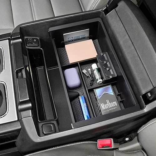 EDBETOS - Bandeja organizadora de la consola central compatible con accesorios GMC Sierra 1500/Silverado 1500 2014-2018 / Silverado 2500/3500 HD