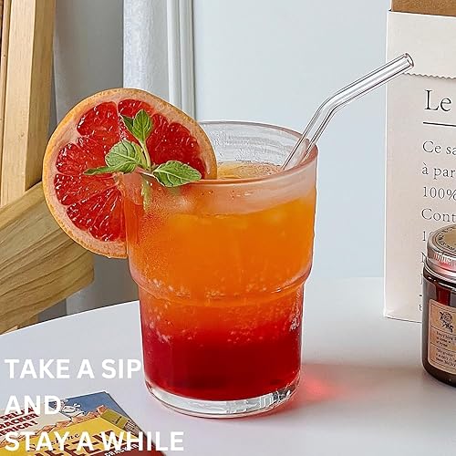 Miniatura 7 de Olvini Vaso de vidrio de 13 onzas con popote y tapa de vidrio, tazas para café helado, reutilizable, taza para agua, taza de café, tazas de vidrio