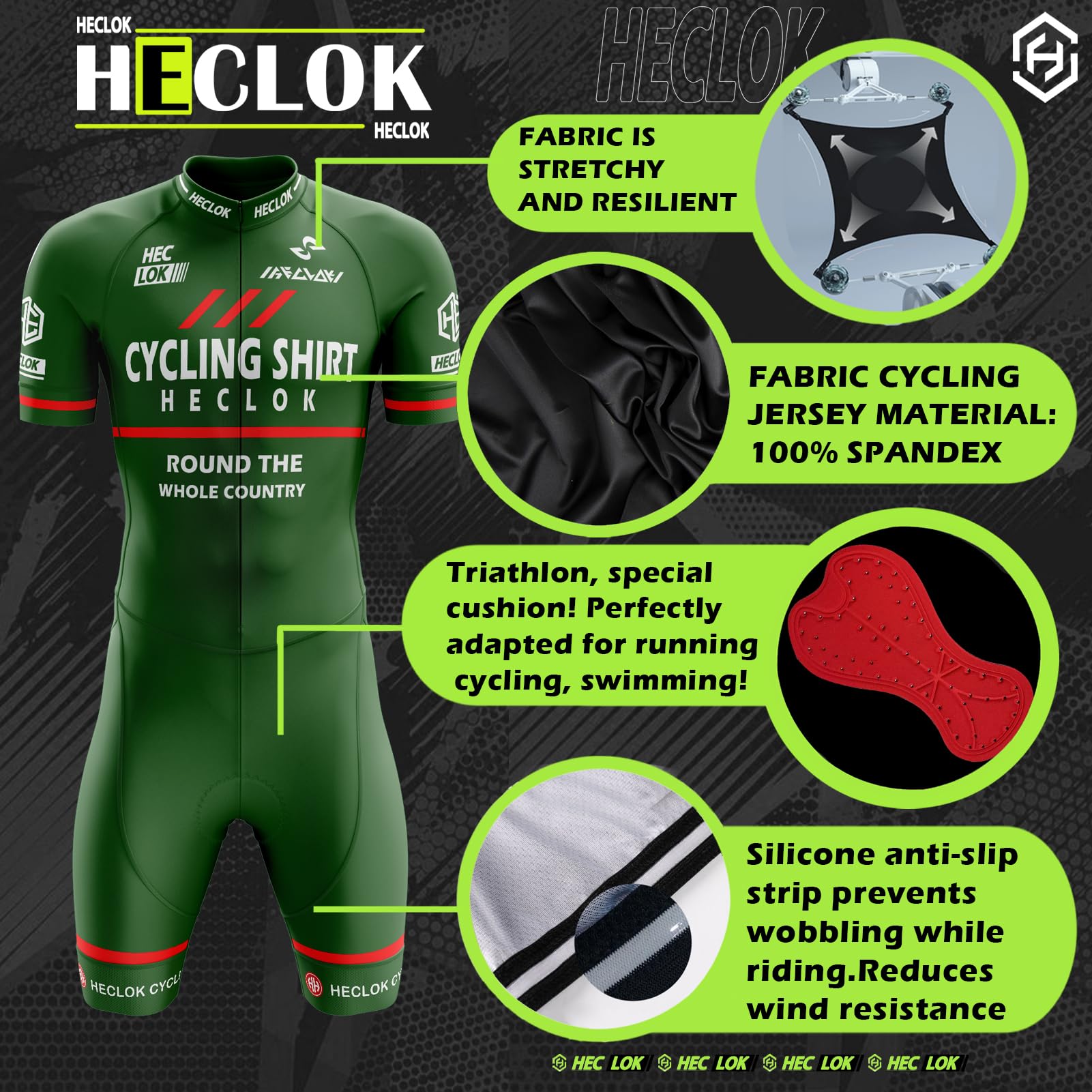 Cycling Skinsuit Triatlón for Hombres, Traje triatlón de Manga Corta para Hombre,Racing Tri Suit de Acolchado, con Acolchado Profesional, Andar en Bicicleta, Nadar