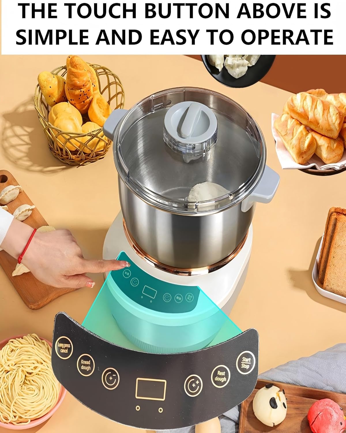Bread Dough Mixer, Mixer For Pizza Dough, 7-Liter Large Capacity, Household Use,With Fermentation Function, Made Of 304 Stainless Steel Material, Microcomputer Timing
