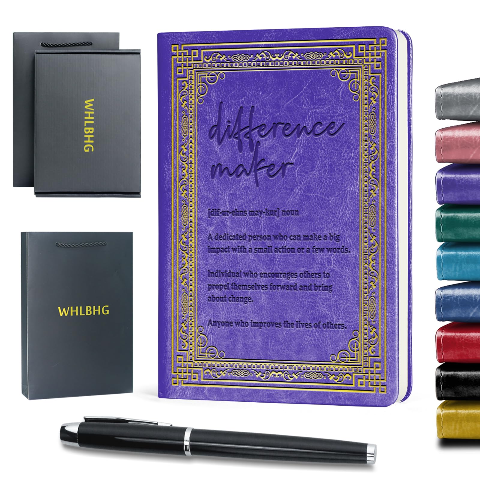 WHLBHG Social Worker Gift Difference Maker Definition Hardcover Journal Notebook Employee Appreciation Gift Coworker Gift Multi color Journal,1 Pack (Purple), (difference maker-Purple)