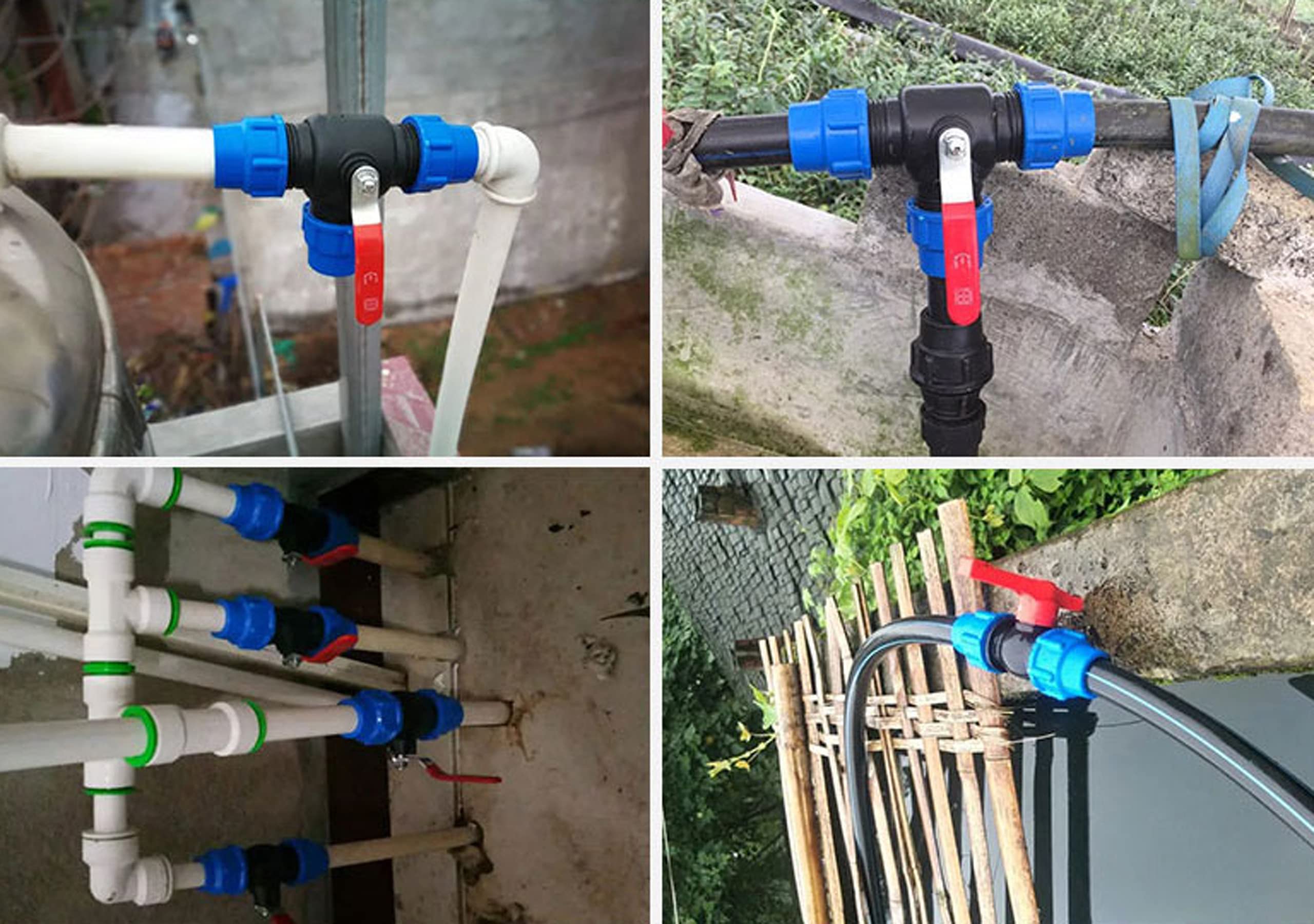 Accesorios para tuberías de riego, Conector de Bola Tubo PE 50mm, Codo articulación rápida, desviador 3/4 vías, Conv riego jardín