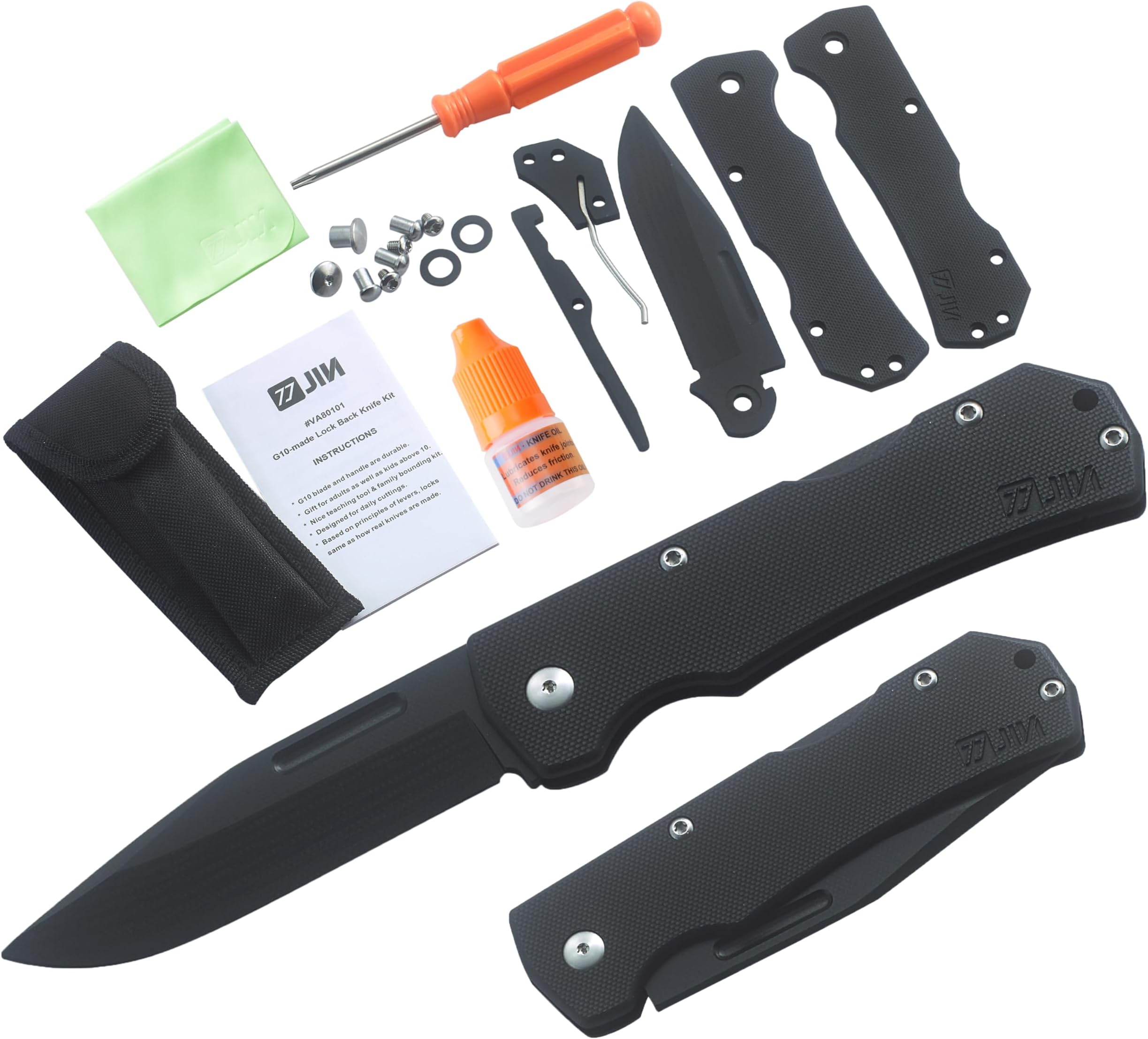 Kids Pocket Knife, Folding Knife for Starter G10 Knife Making Kit Lock Back EDC Knife Dull Knife, G10 Blade & Handle