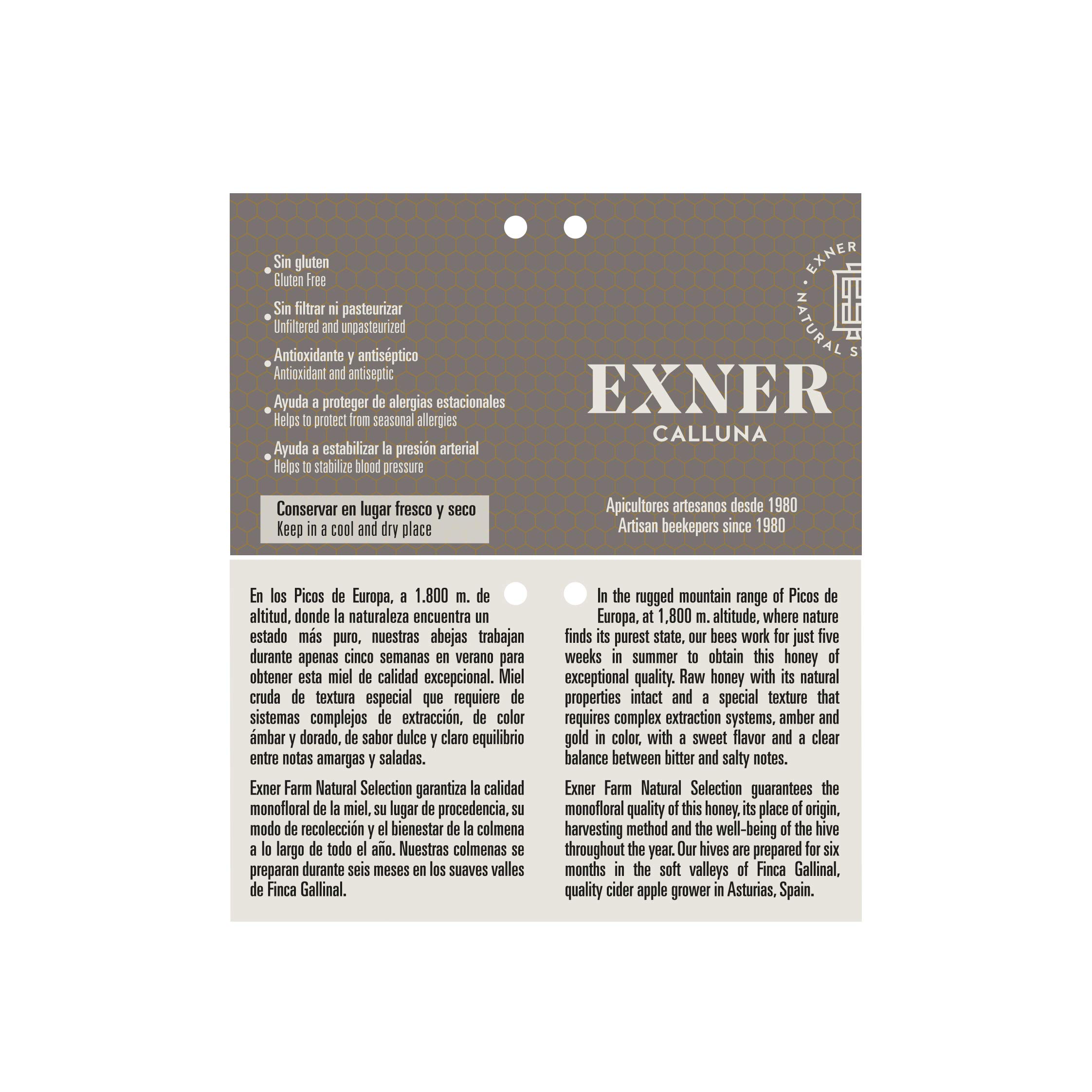 EXNER Miel de CALLUNA (Brezo) - 100% Pura y Artesana - 420 gr - Sin filtrar, Sin pasteurizar, Sin gluten (2)