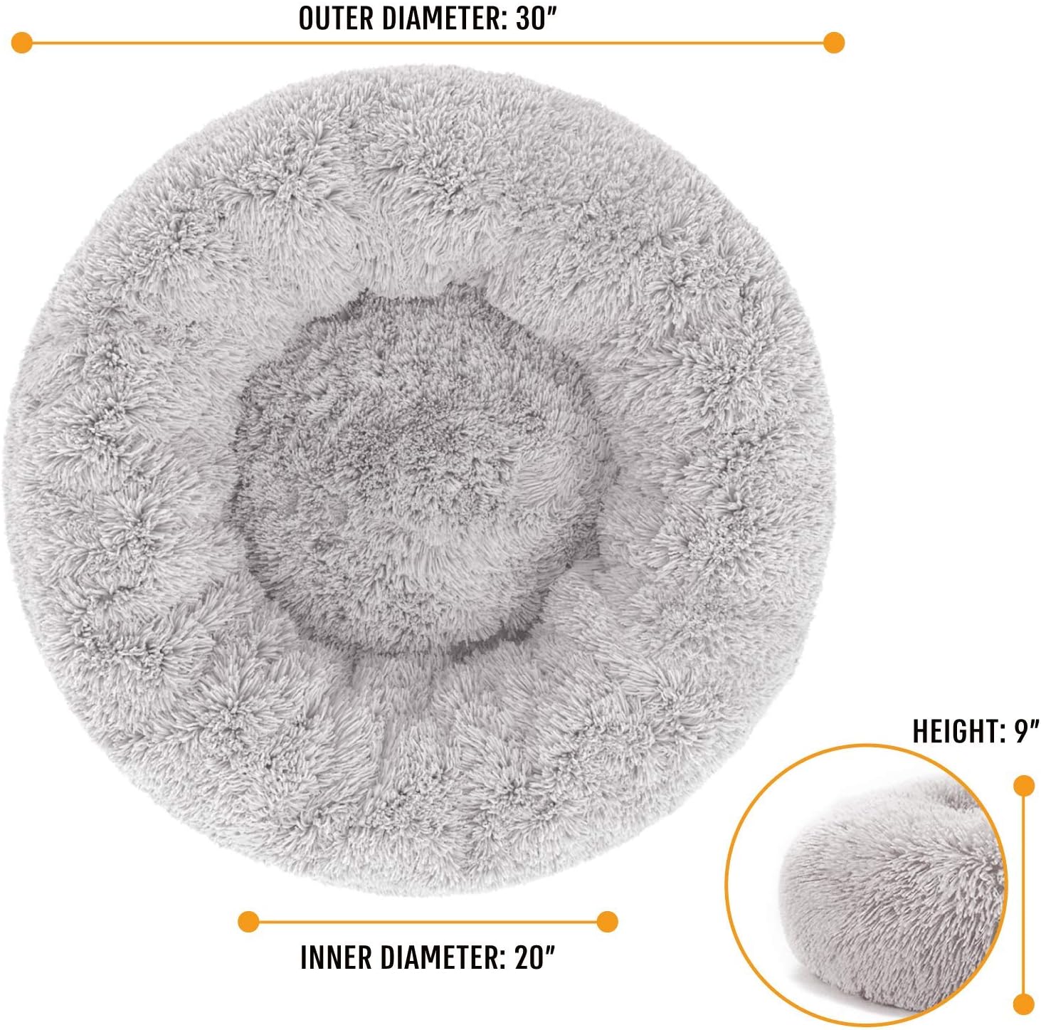 Active Pets Plush Calming Dog Bed, Donut Dog Bed for Small Dogs, Medium & Large, Anti Anxiety Dog Bed, Soft Fuzzy Calming Bed for Dogs &Cats, Comfy Cat Bed, Marshmallow Cuddler Nest Calming Pet Bed : Pet Supplies