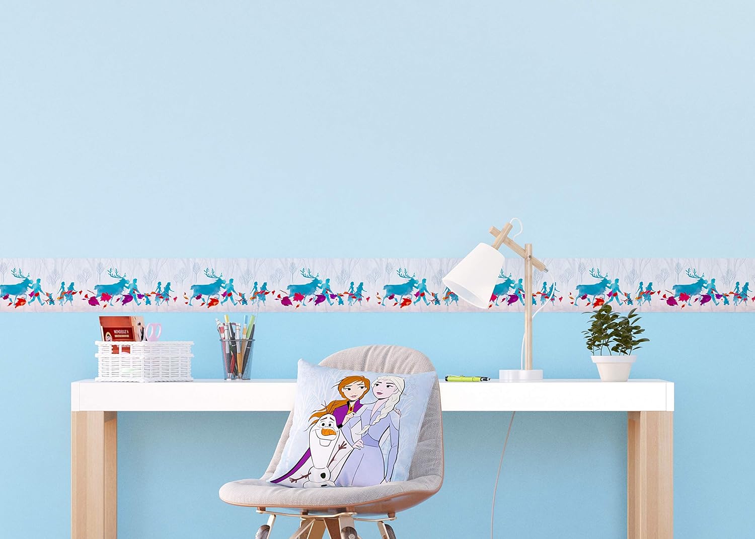 AG Design Frozen 2 Silhuette Disney Decorative Wall Border for Kids Room 5m x 14cm WBD 8160 PVC Blue 0.1m