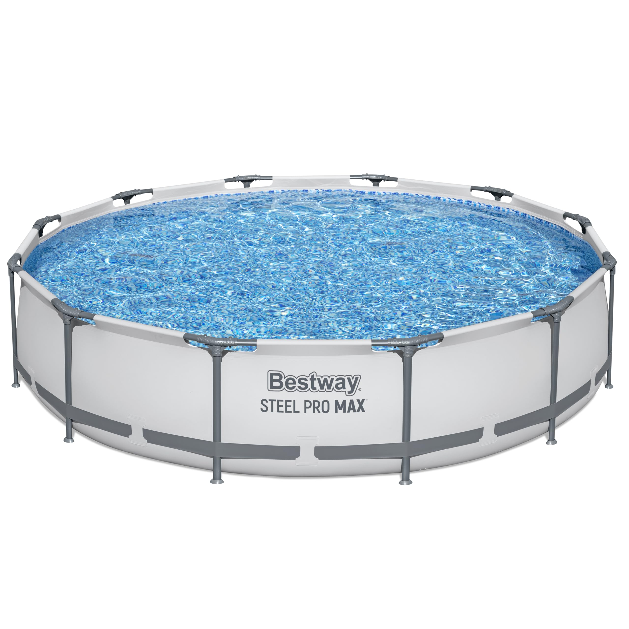 Bestway Steel Pro MAX Frame - Juego de Piscina con Bomba de Filtro (diámetro 366 x 76 cm), Color Gris Claro
