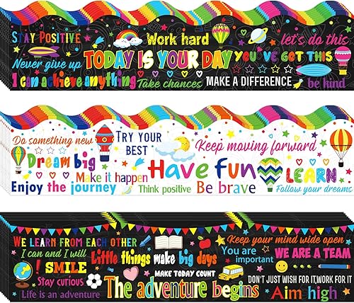 Vista 119 de Containlol Bordes de aula para tablón de anuncios, 118 pies, temática de animales de safari con ribete festoneado, tablero de anuncios colorido