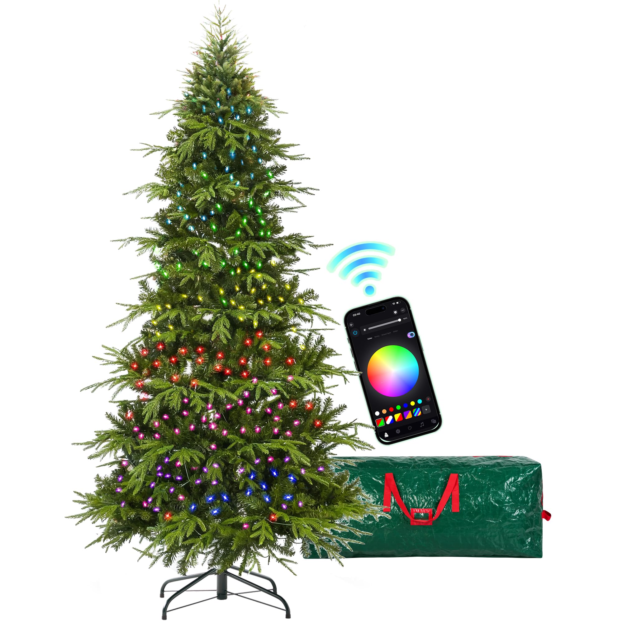 Photo 1 of ****It is used; it is unknown whether any parts are missing, and it is unknown whether it functions 100%.****HOLLO STAR 6 ft Prelit Christmas Tree with 450 LED Lights, App Control, Aspen Artificial Christmas Tree, Multi-Color RGBW Lights, 1632 PE & PVC Br