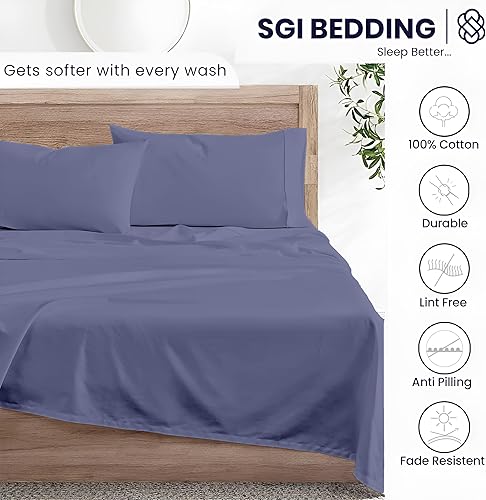 Miniatura 4 de SGI bedding Juego de sábanas de 600 hilos de 4 piezas, 100% algodón egipcio, tamaño Queen, con bolsillo profundo de 15 pulgadas, sábanas de lujo