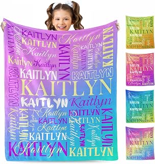 Custom Kids Blanket, Personalized Baby Blankets for Girls, Customized Baby Blanket with Name, Ultra-Soft Cozy Fleece Blankets for Adult, Christmas Birthday Gifts for Kids Teen Girls New Mom