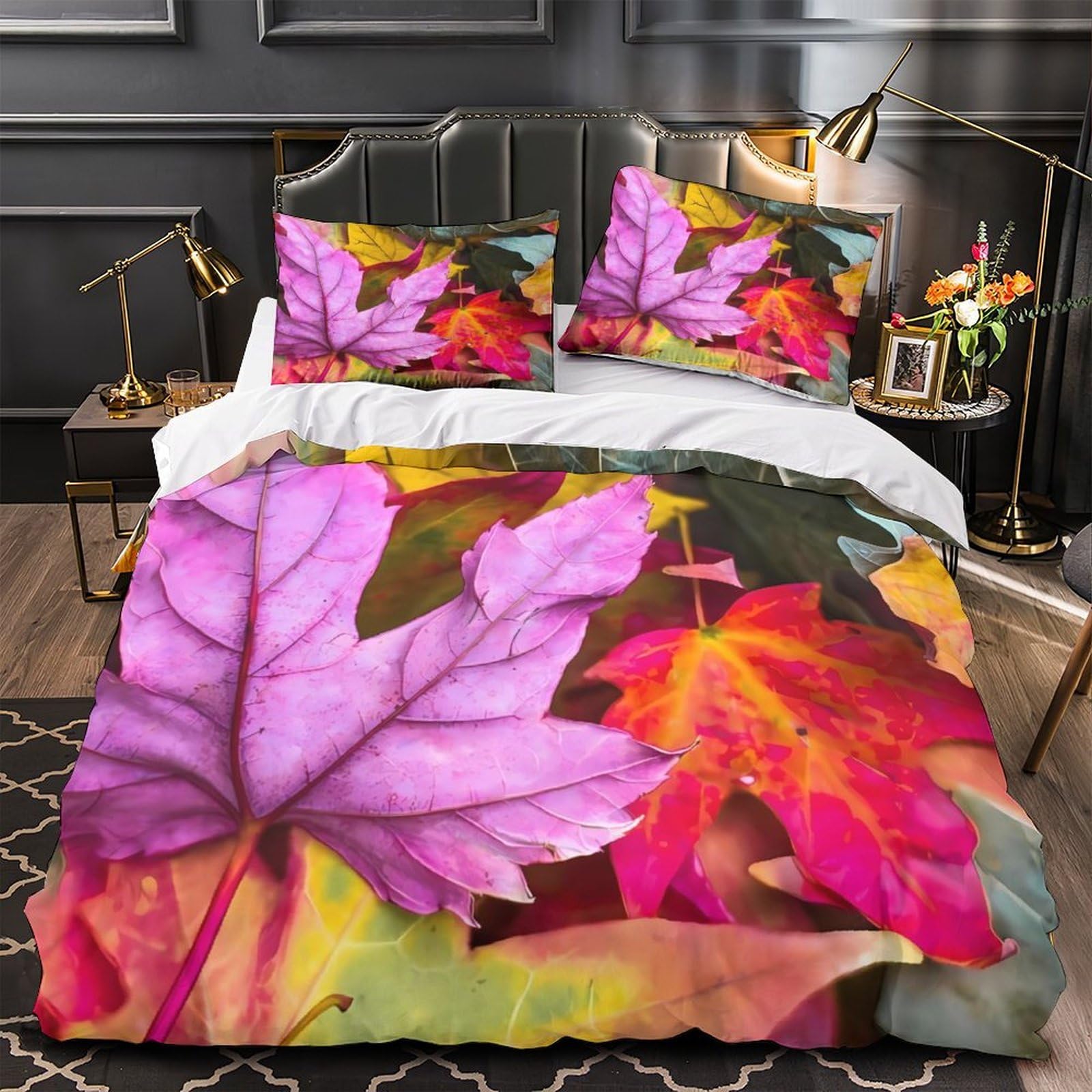 Housse de couette feuilles d'automne 140x200 imprimé 3D luxe