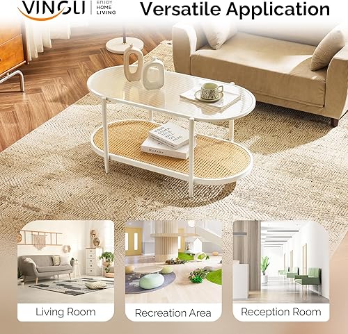 Miniatura 111 de VINGLI Mesa de centro de cristal, mesa de centro redonda de 30 pulgadas, mesas de centro negras para sala de estar, mesa auxiliar de vidrio Negro