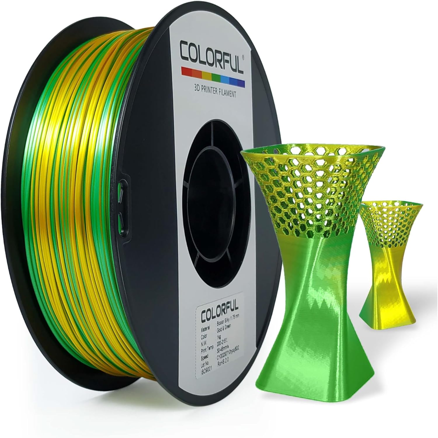 Colorful Silk PLA 1.75mm Dual Color Filament, 3D Printer
