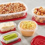 Rubbermaid TakeAlongs Conteneurs de stockage des aliments, ensemble de 8 (16 pièces Total), 5.2-Cup Square, Ruby, Grand pour la préparation des repas, Déjeuner pour les adultes & Les enfants, le style de la boîte de Bento & Empilable