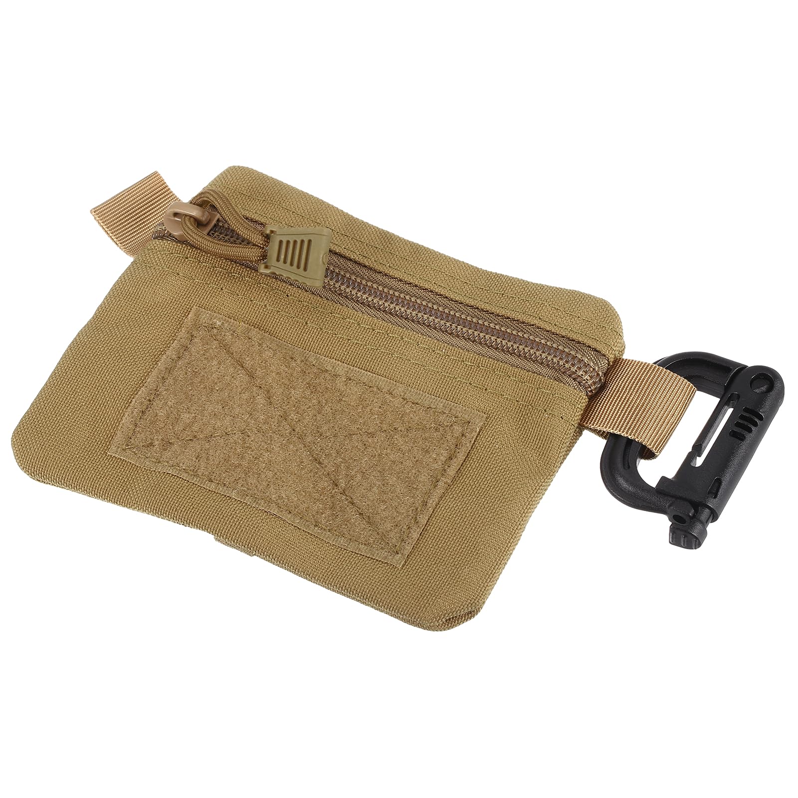 YELARXI Small Admin Pouch, Nylon Zipper Pouch Storage Pocket with Hook and Loop Compact Camping Gear Organizer 5.3"x4.1" & Light Brown-Fitting for (Hiking/Fishing/Hunting/Backpack)