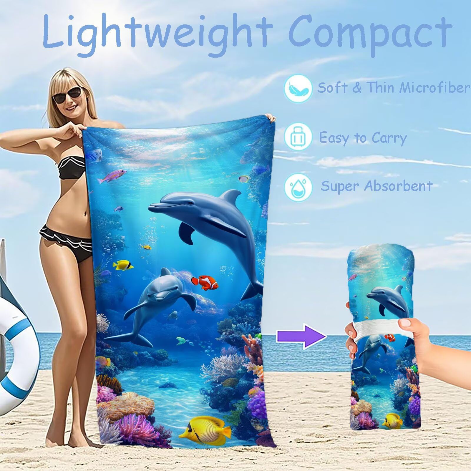 Ręczniki z mikrofibry, ręcznik plażowy, duży 100 x 180 cm, ręcznik sportowy, szybkoschnący, chłonny, ręcznik plażowy, mata plażowa, koc piknikowy na podróż, kemping, wakacje, basen M-773