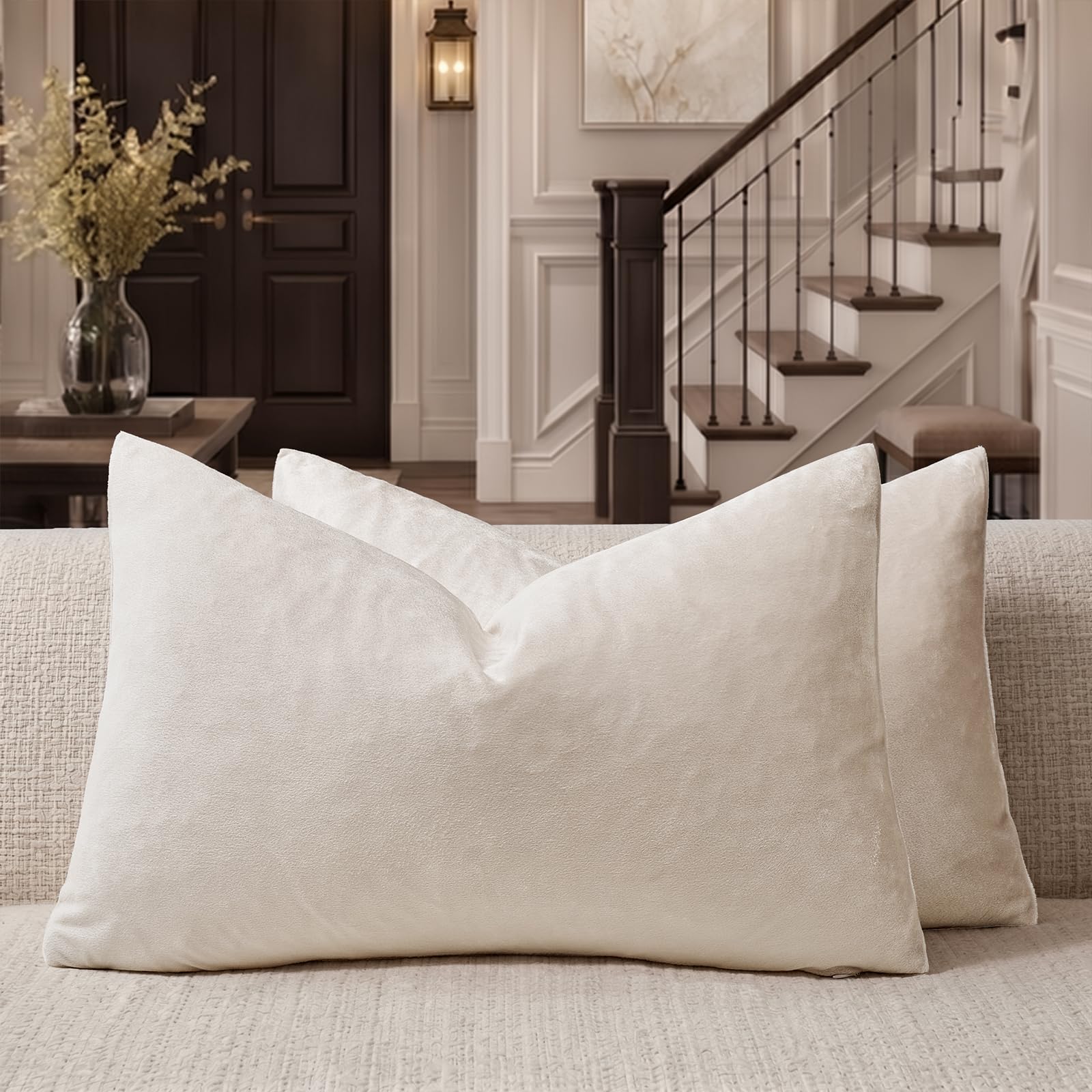 GIGIZAZA Decorative Small Lumbar Cushion Covers Cushion Covers Velvet Ivory Sofa Throw 30x50cm โ image 1