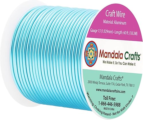 Vista 807 de Mandala Crafts Alambre de aluminio anodizado de calibre 8 para hacer joyas, alambre neutro flexible de color de 128 pies, flexible y flexible