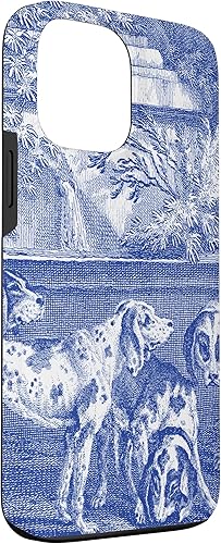 Miniatura 3 de Funda para iPhone 13 Pro Max Vintage Azul French Toile Hound Dogs