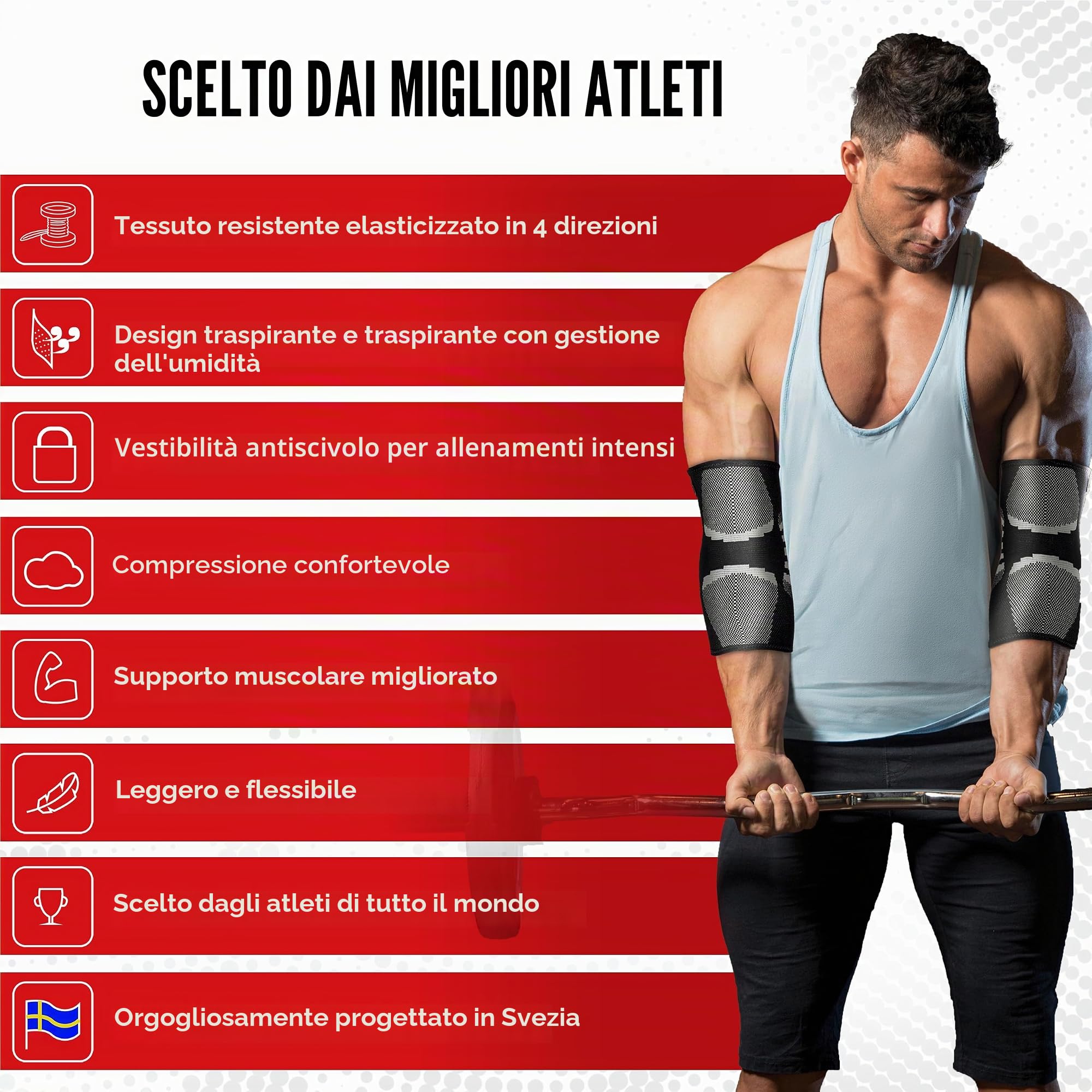 Gomitiere (1 paio) Supporto e Compressione per Sollevamento Pesi, Powerlifting, Cross Training e Tennis -5mm Manica in Neoprene per le Migliori Prestazioni -Per Donne e Uomini-di Nordic Lifting®-1 Anno di Garanzia