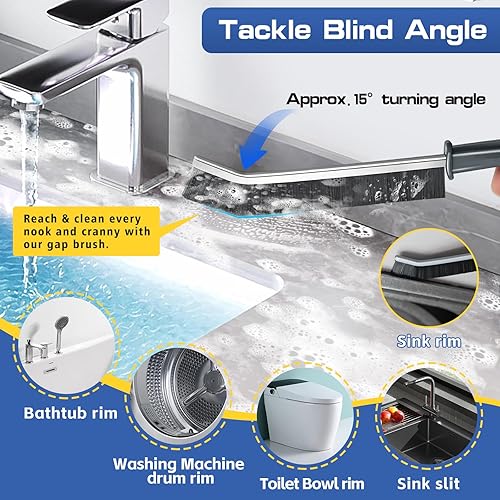 Miniatura 3 de Nulubuu Cepillo de limpieza de hendiduras, cepillo de cerdas duras para limpieza, herramienta multifuncional de limpieza de huecos, cepillo