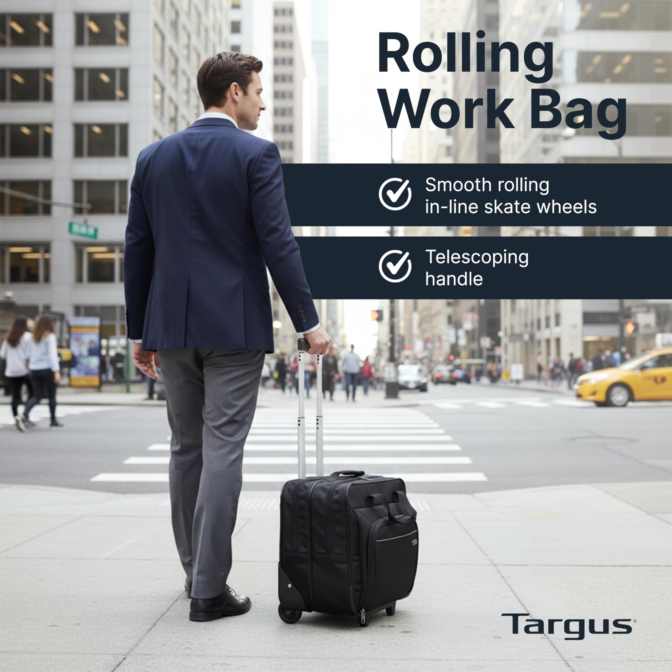 Targus 16 inch Rolling travel laptop case, Black - Travel briefcase and small rolling bag - Spacious foam padded laptop case 16" (TBR003US) — Amazon image 3