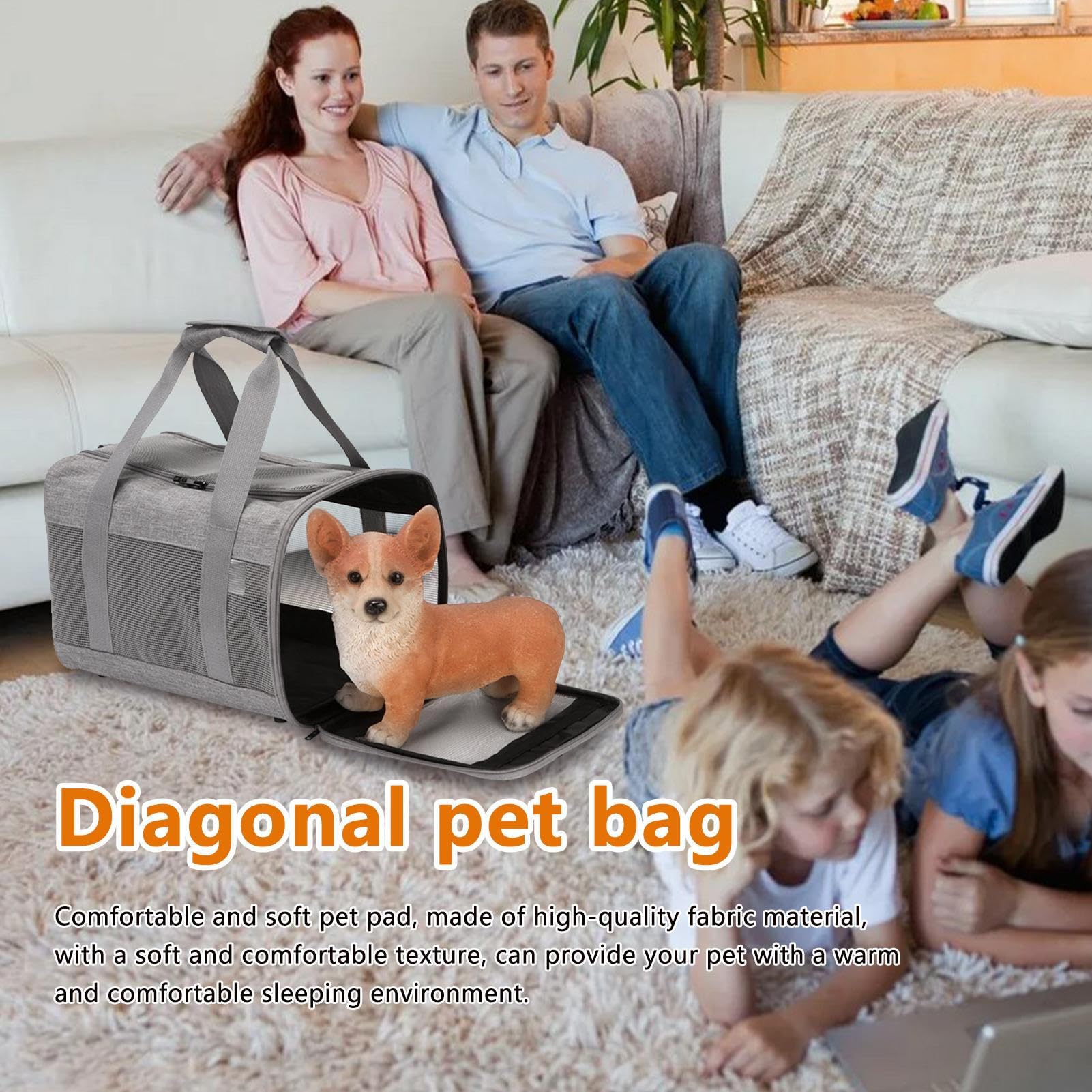 Transportín para perros, portátil con asa y – para cachorros y perros pequeños – Para cachorros y gatos de talla pequeña mediana casa viaje coche camping picnic paseo