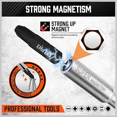 Miniatura 5 de HORUSDY Juego de puntas de destornillador Torx de seguridad de 25 piezas  Juego de puntas Torx T5-T40 de 14 de pulgada  12 puntas Torx y 12 puntas