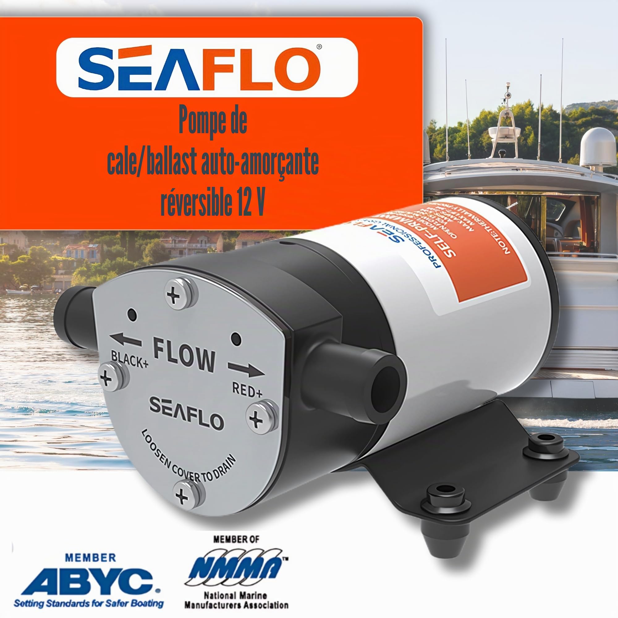 SEAFLO Pompe de cale auto-amorçante Marine 12 V réversible 8 GPM