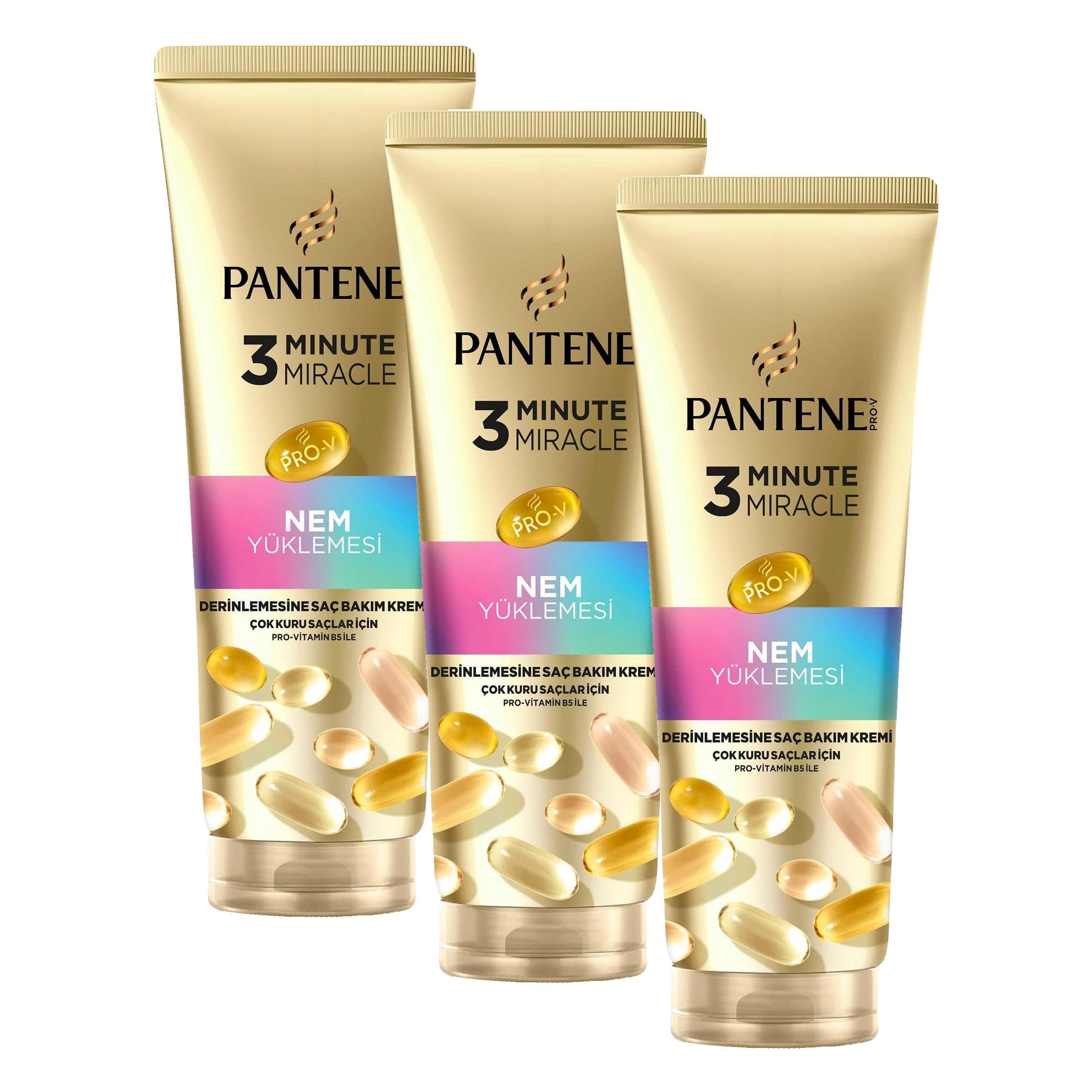 PANTENE Nem Yüklemesi Derinlemesine Saç Bakım Kremi 220 ml (3 paketi)