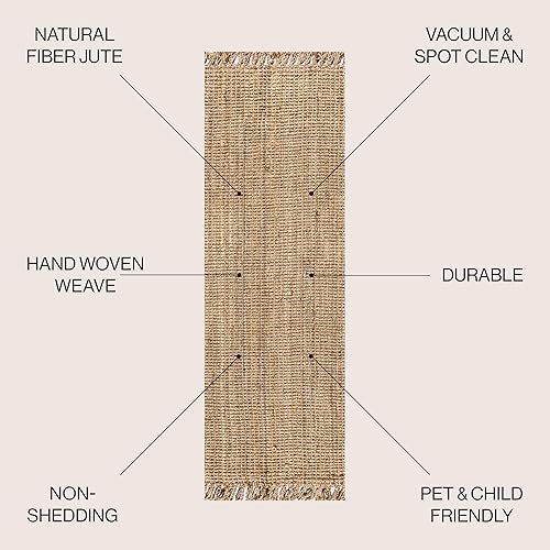 Vista 30 de JONATHAN Y Alfombra de interior natural tejida a mano con flecos de yute, 5 x 8, pata, bohemio, rústico, cabaña, fácil limpieza para sala de estar