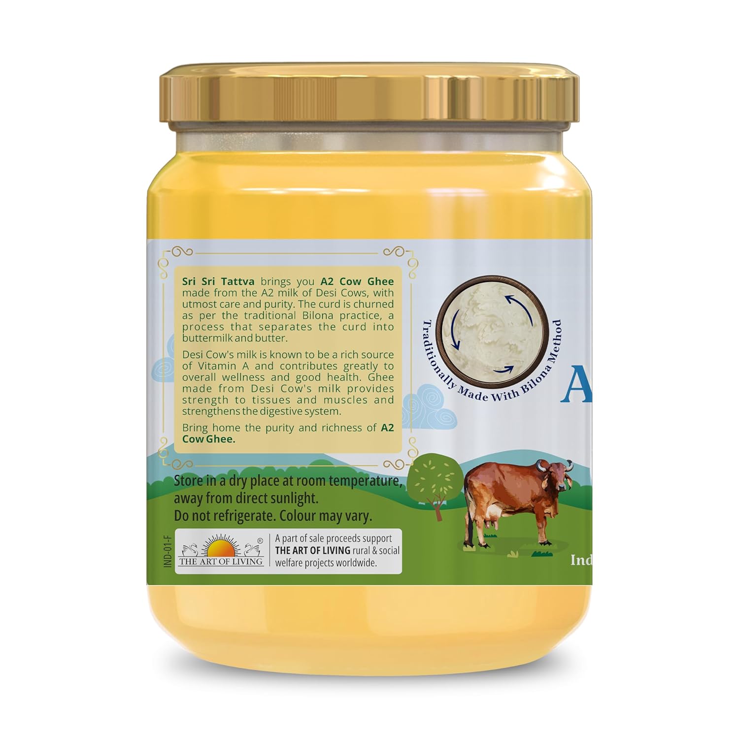 Sri Sri Tattva shuddhta ka naam - A2 Ghee 500 ml - A2 Desi Ghee for Better Digestion and Immunity